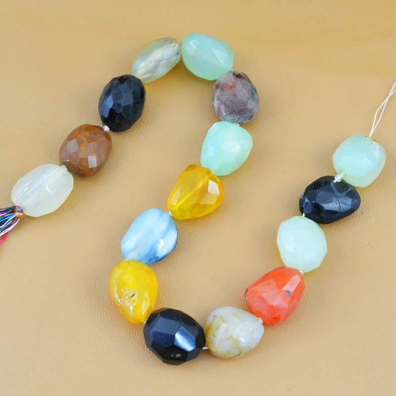 gemsmore:Natural Faceted Agate & Multicolor Onyx Beads Strand