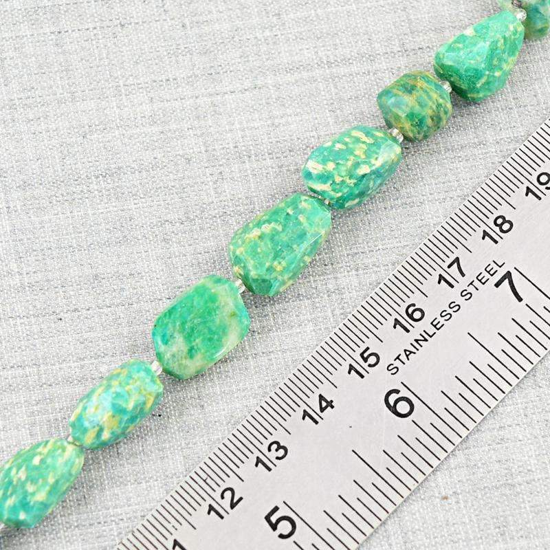 gemsmore:Natural Faceted Amazonite Drilled Beads Strand