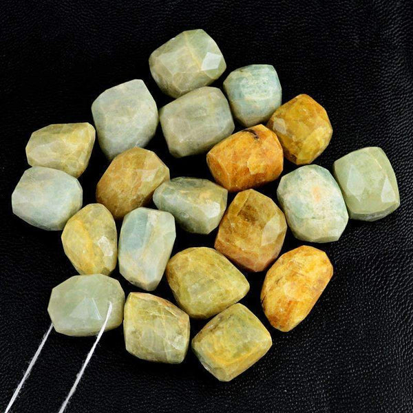gemsmore:Natural Faceted Aquamarine Beads Lot - Untreated Drilled