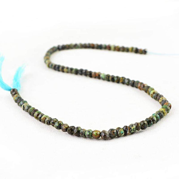 gemsmore:Natural Faceted Azurite Beads Strand - Drilled Round Shape