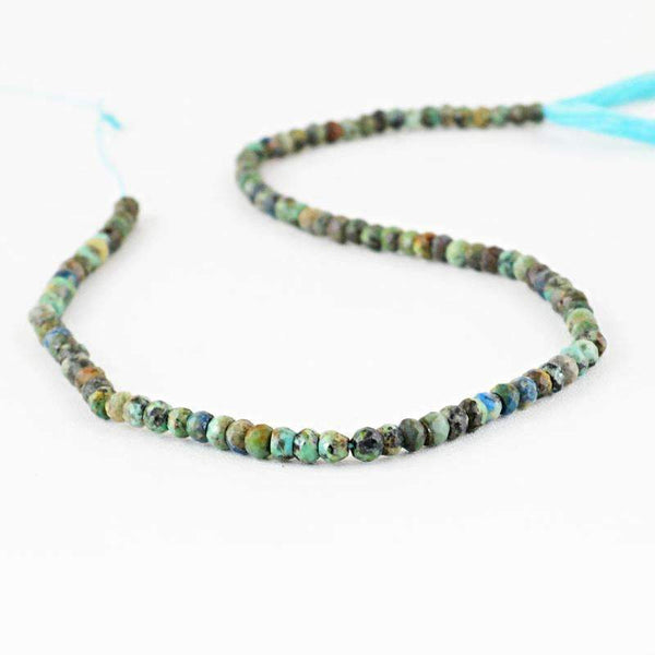 gemsmore:Natural Faceted Azurite Beads Strand - Drilled Round Shape