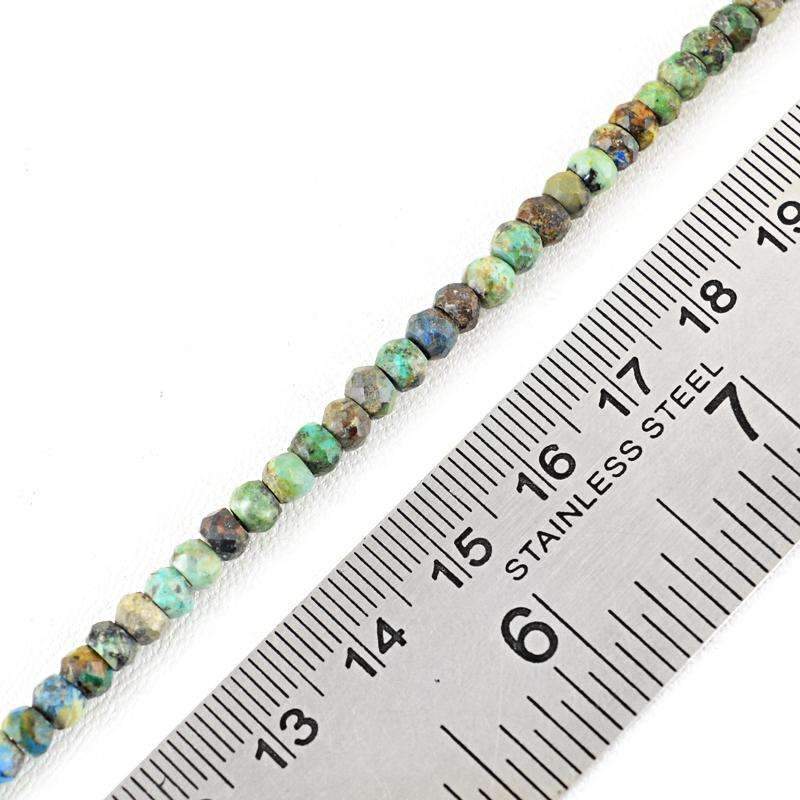 gemsmore:Natural Faceted Azurite Beads Strand - Drilled Round Shape