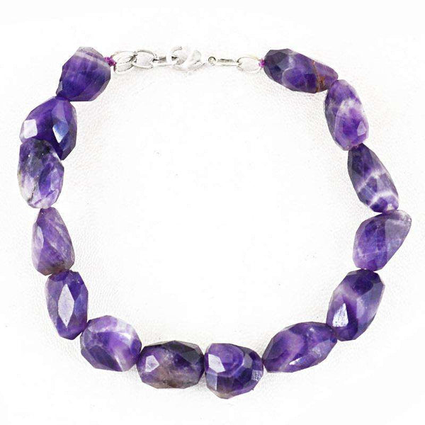 gemsmore:Natural Faceted Bi-Color Amethyst Beads Bracelet