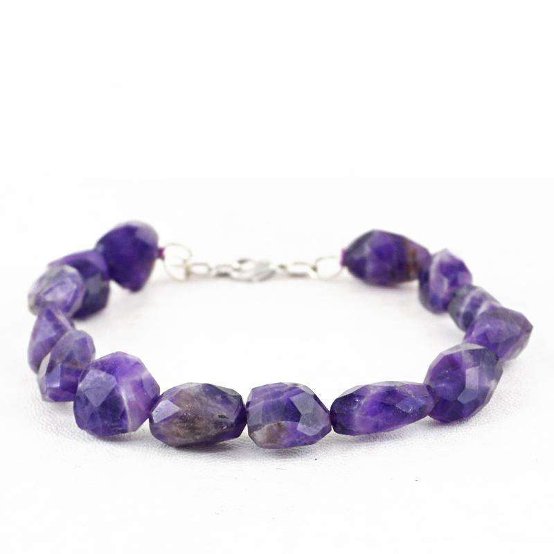 gemsmore:Natural Faceted Bi-Color Amethyst Beads Bracelet