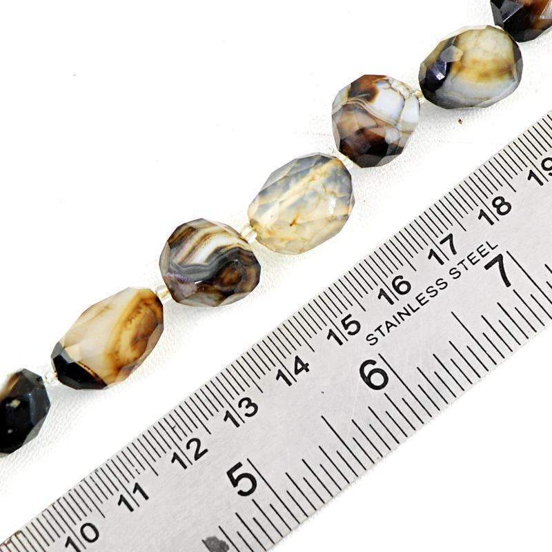 gemsmore:Natural Faceted Black Onyx Beads Strand - Drilled