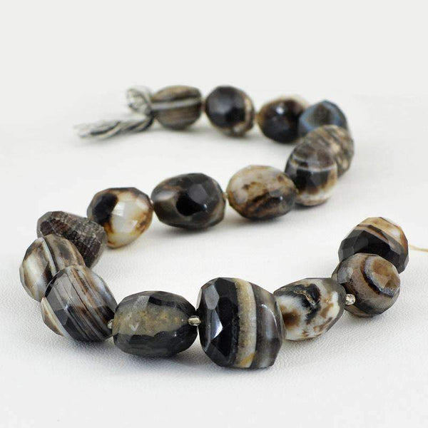 gemsmore:Natural Faceted Black Onyx Strand Drilled Beads