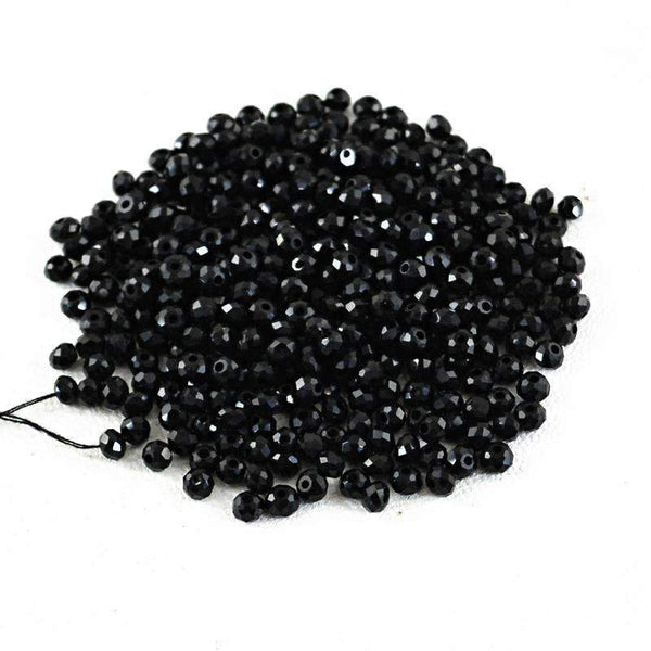gemsmore:Natural Faceted Black Spinel Drilled Beads Lot - Round Shape