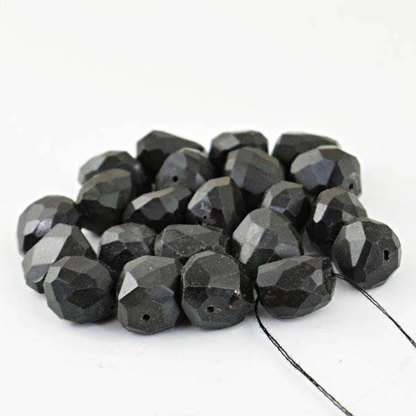 gemsmore:Natural Faceted Black Spinel Drilled Beads Lot