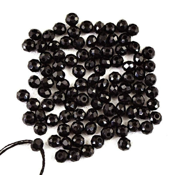 gemsmore:Natural Faceted Black Spinel Round  Beads Lot