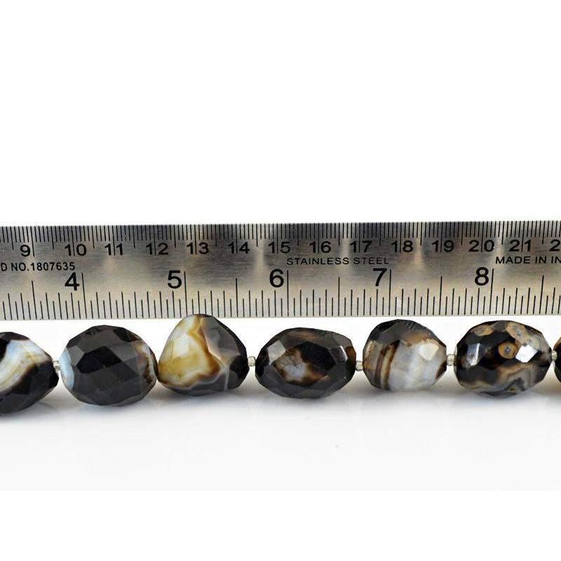 gemsmore:Natural Faceted Black & White Onyx Beads Strand