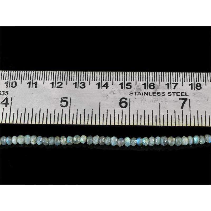 gemsmore:Natural Faceted Blue Flash Labradorite Beads Strand Round Shape Drilled