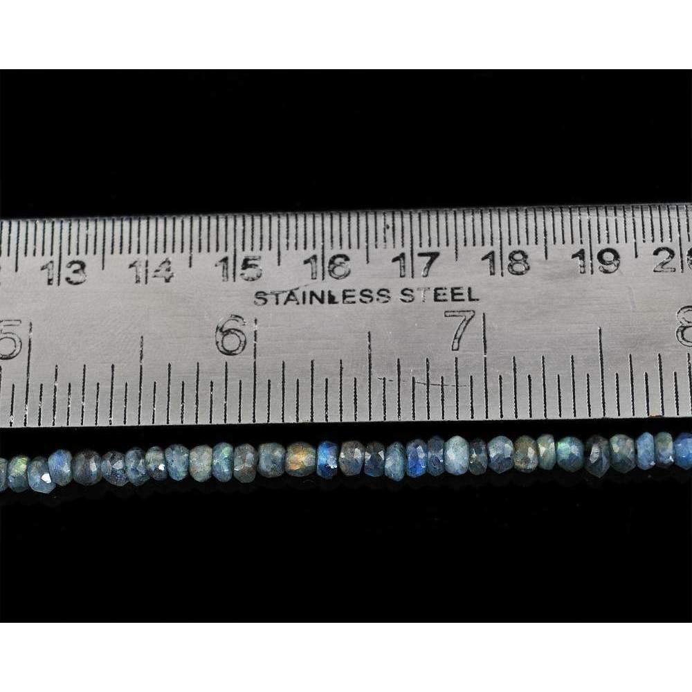 gemsmore:Natural Faceted Blue Flash Labradorite Drilled Beads Strand Round Shape