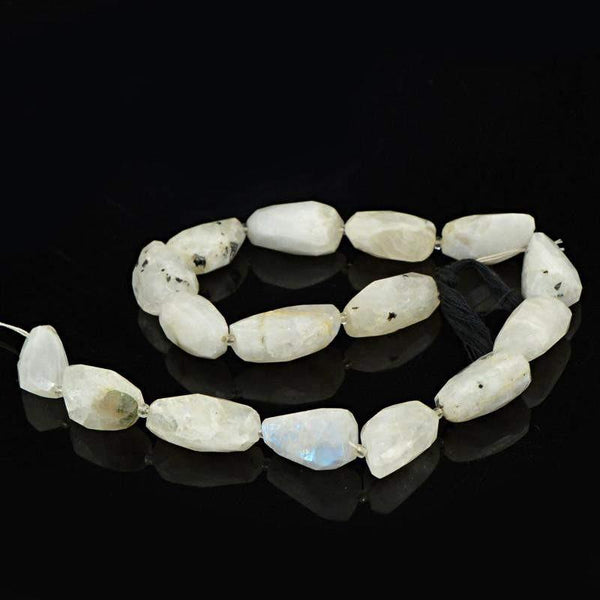 gemsmore:Natural Faceted Blue Flash Moonstone Beads Strand