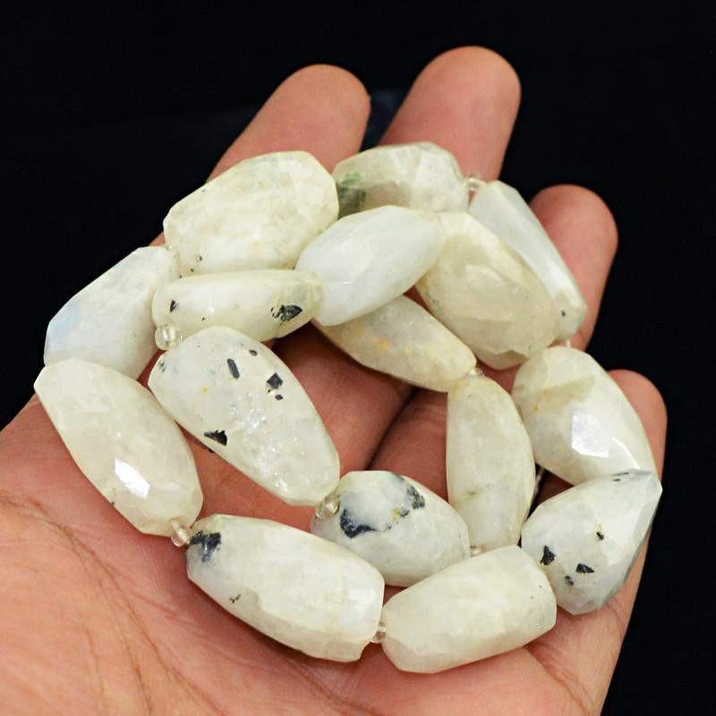 gemsmore:Natural Faceted Blue Flash Moonstone Beads Strand