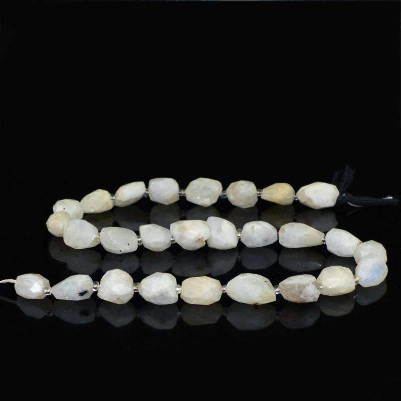 gemsmore:Natural Faceted Blue Flash Moonstone Drilled Beads Strand