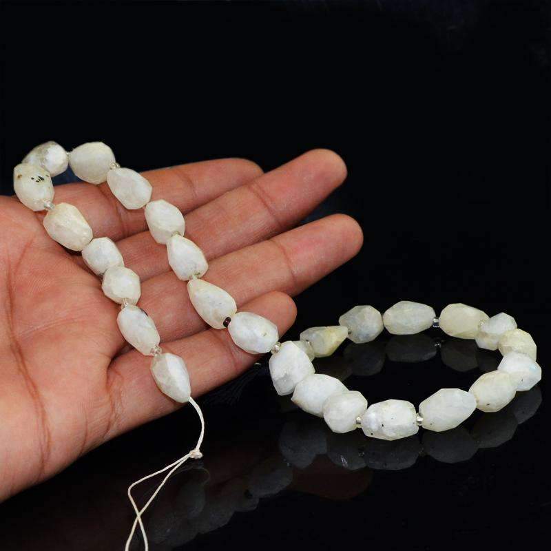 gemsmore:Natural Faceted Blue Flash Moonstone Drilled Beads Strand