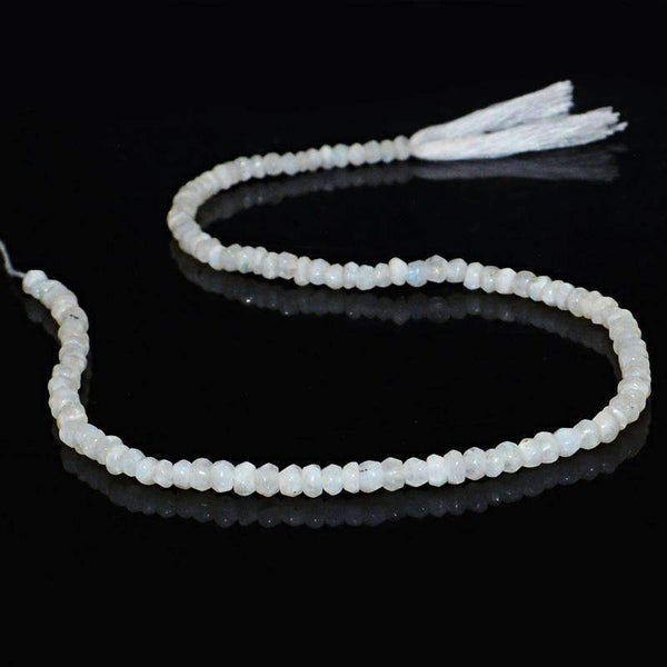 gemsmore:Natural Faceted Blue Flash Moonstone Round Beads Strand