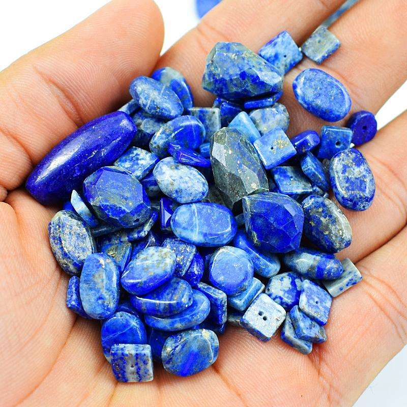gemsmore:Natural Faceted Blue Lapis Lazuli Drilled Beads