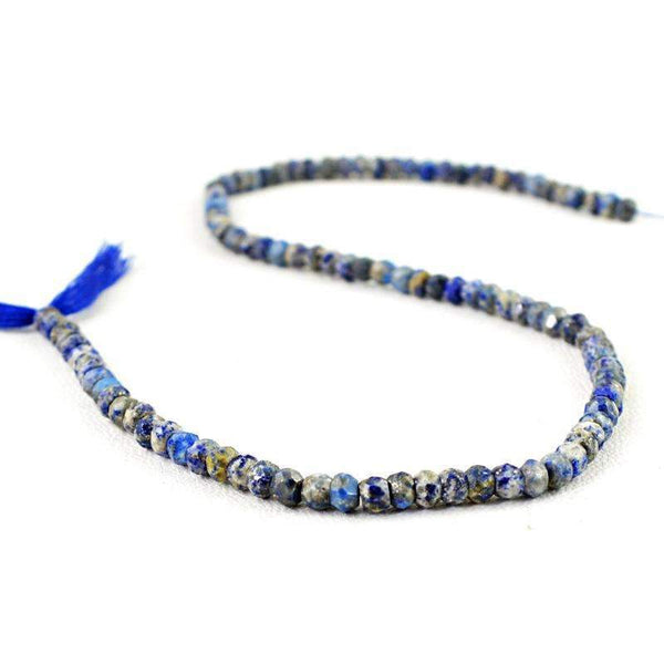 gemsmore:Natural Faceted Blue Lapis Lazuli Drilled Beads Strand Round Shape