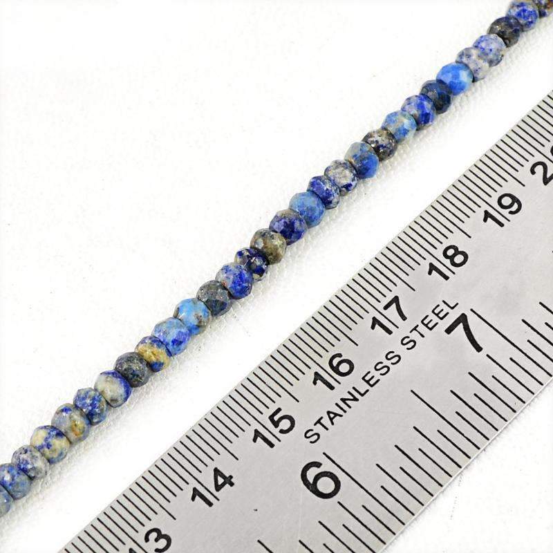 gemsmore:Natural Faceted Blue Lapis Lazuli Drilled Beads Strand Round Shape