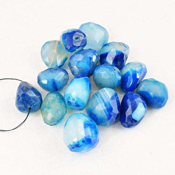 gemsmore:Natural Faceted Blue Onyx Drilled Beads Lot