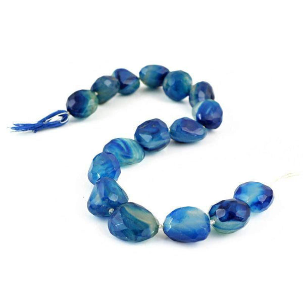 gemsmore:Natural Faceted Blue Onyx Drilled Beads Strand