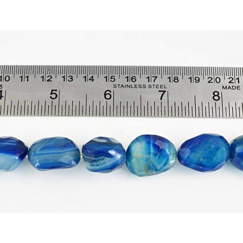 gemsmore:Natural Faceted Blue Onyx Drilled Beads Strand