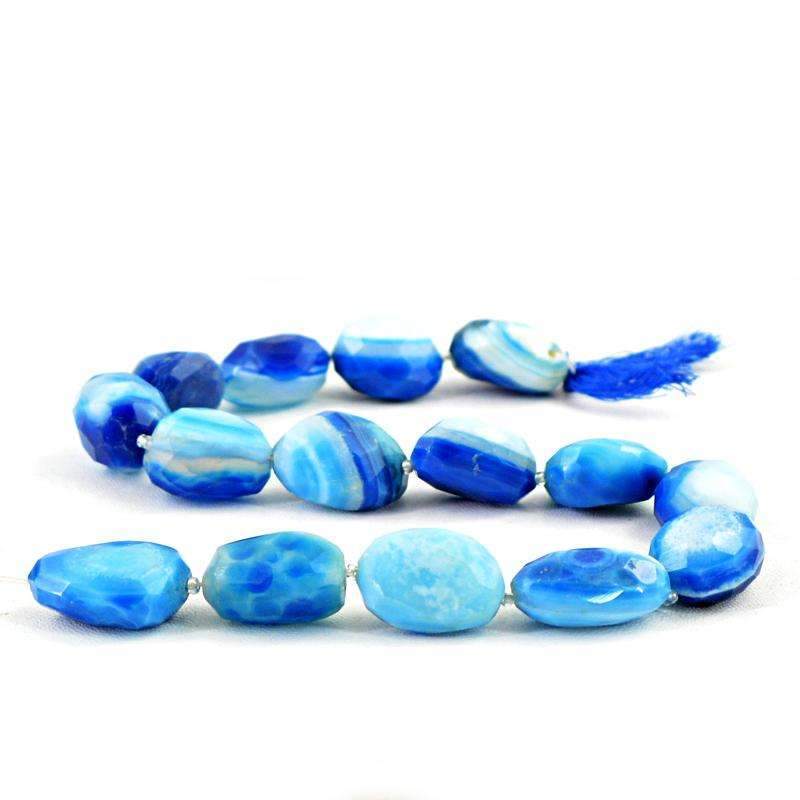 gemsmore:Natural Faceted Blue Onyx Drilled Beads Strand