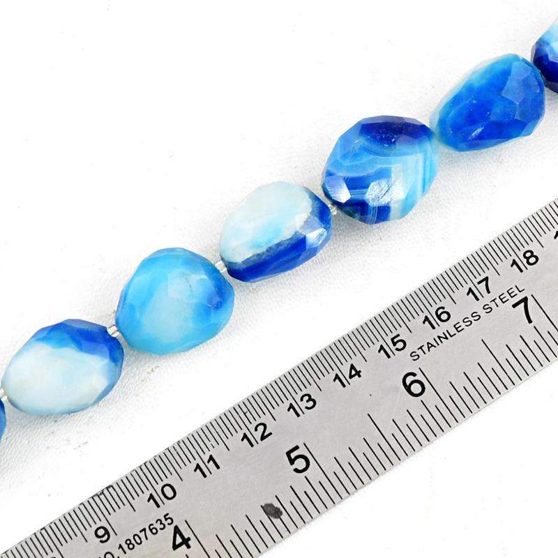 gemsmore:Natural Faceted Blue Onyx Drilled Beads Strand