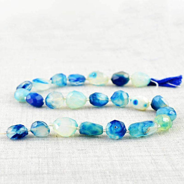 gemsmore:Natural Faceted Blue Onyx Drilled Beads Strand