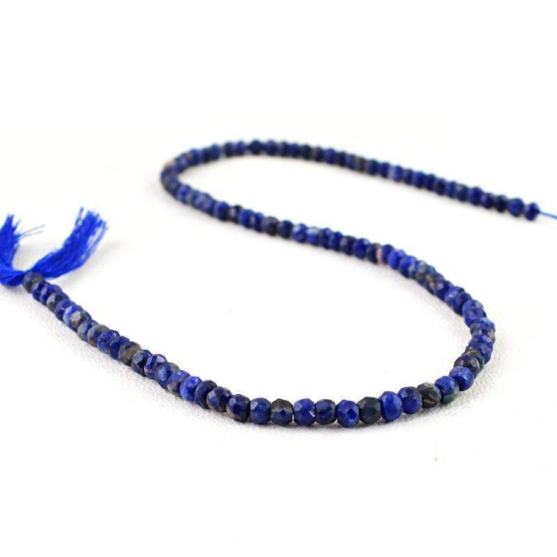 gemsmore:Natural Faceted Blue Sodalite Drilled Beads Strand - Round Shape