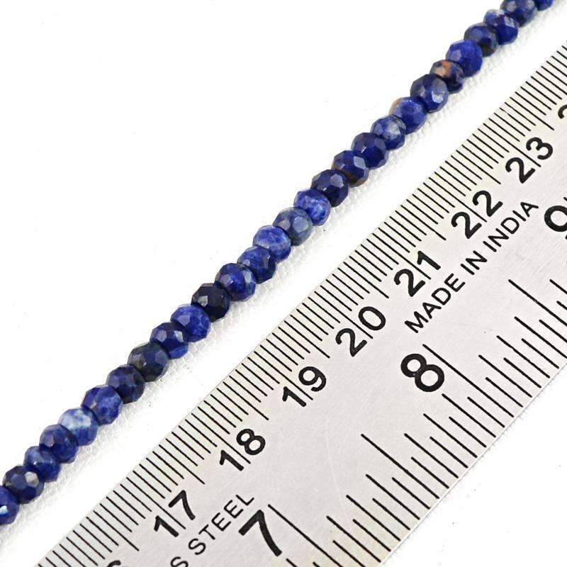 gemsmore:Natural Faceted Blue Sodalite Drilled Beads Strand - Round Shape