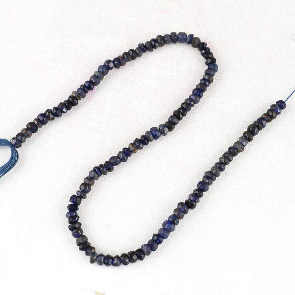 gemsmore:Natural Faceted Blue Tanzanite Beads Strand Round Shape Drilled