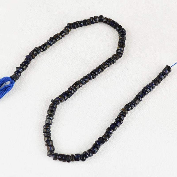 gemsmore:Natural Faceted Blue Tanzanite Beads Strand Round Shape Drilled