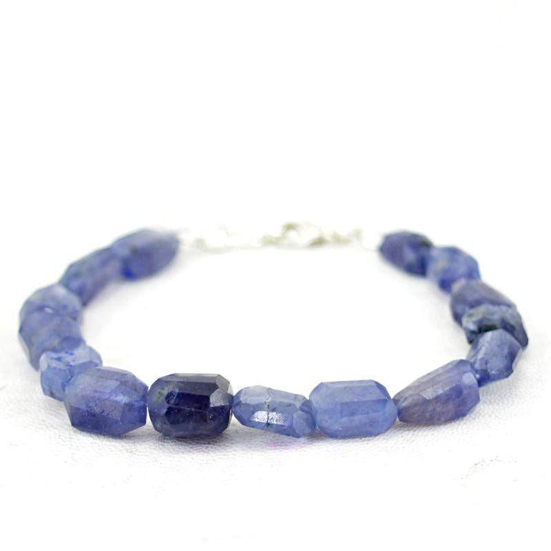 gemsmore:Natural Faceted Blue Tanzanite Bracelet Untreated Beads