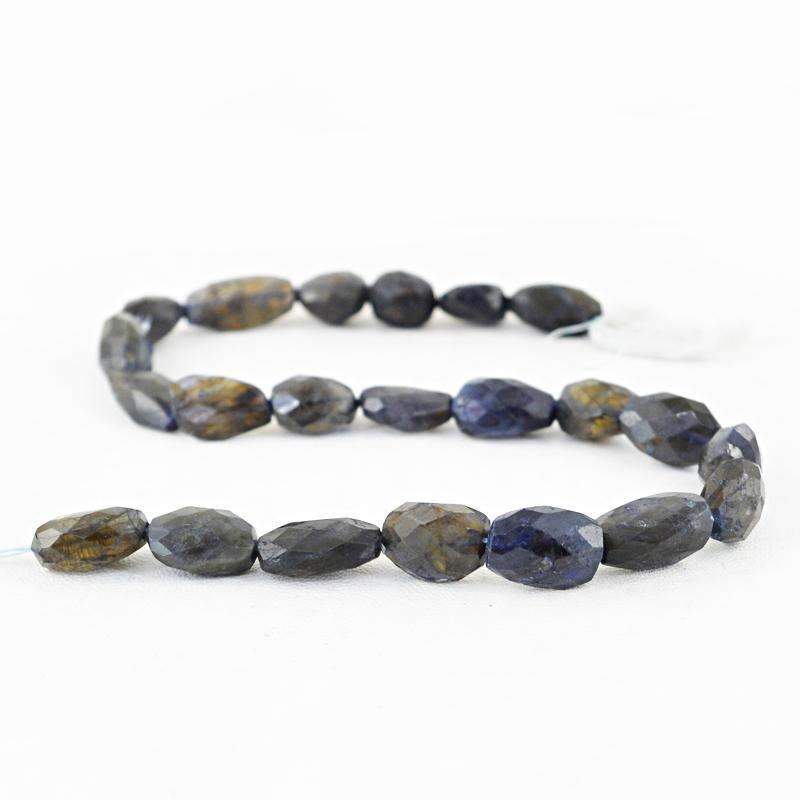 gemsmore:Natural Faceted Blue Tanzanite Drilled Beads Strand