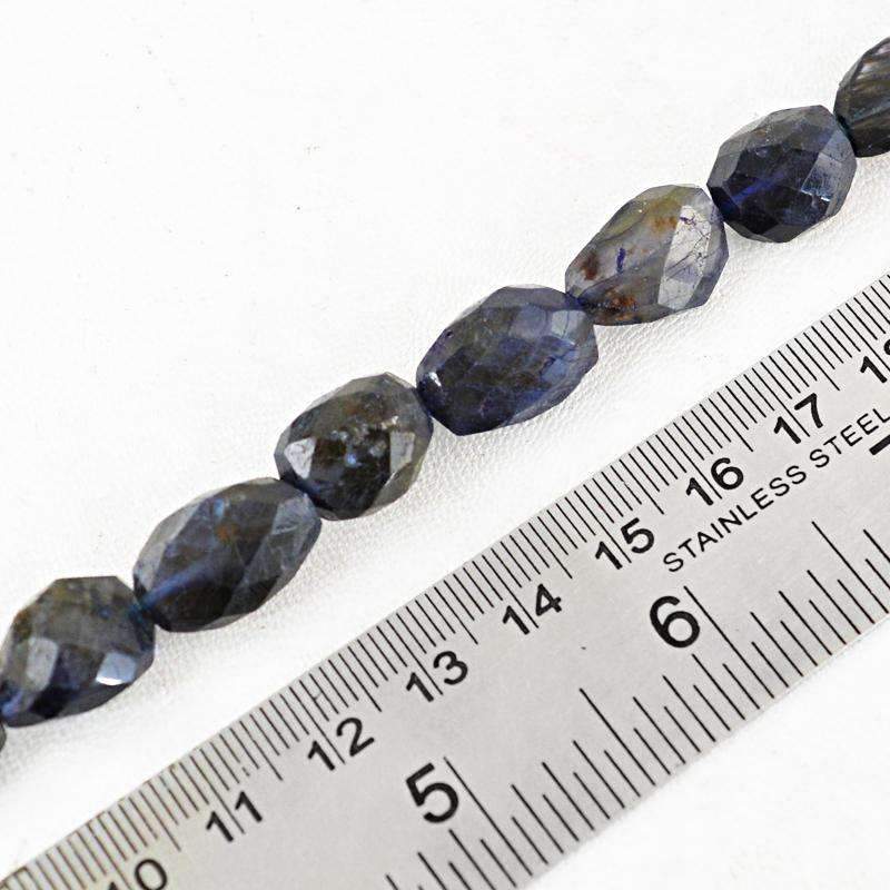 gemsmore:Natural Faceted Blue Tanzanite Drilled Beads Strand