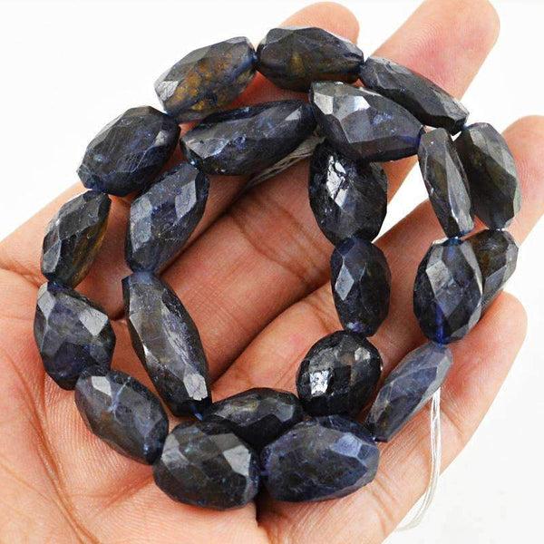 gemsmore:Natural Faceted Blue Tanzanite Drilled Beads Strand