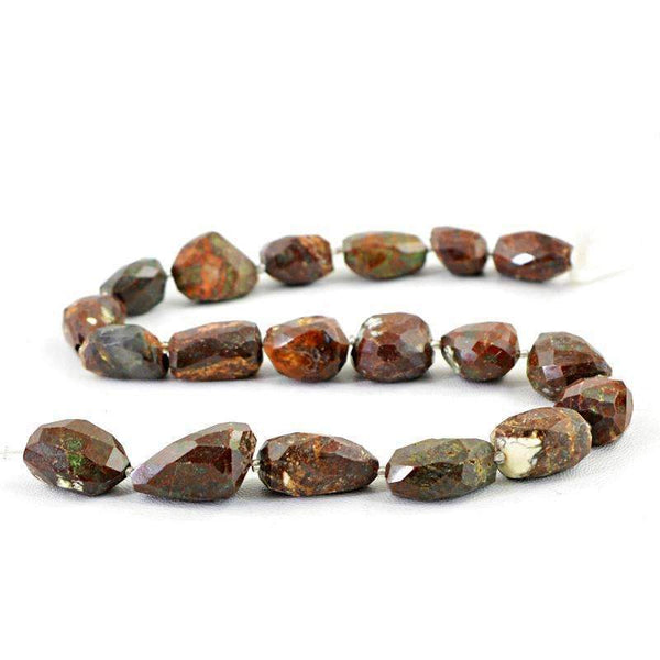 gemsmore:Natural Faceted Brown Agate Beads Strand - Untreated Drilled