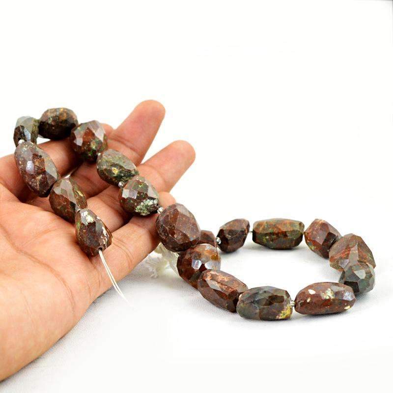 gemsmore:Natural Faceted Brown Agate Beads Strand - Untreated Drilled