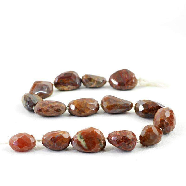 gemsmore:Natural Faceted Brown Agate Drilled Beads Strand