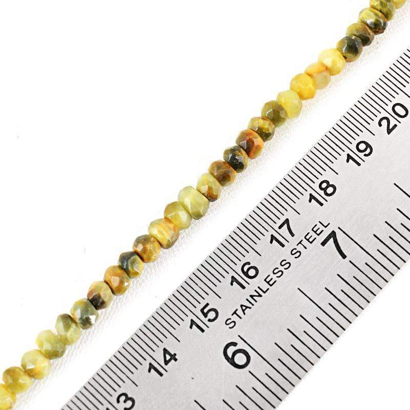 gemsmore:Natural Faceted Cats Eye Drilled Beads Strand
