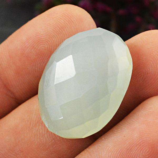 gemsmore:Natural Faceted Chalcedony Oval Shape Untreated Loose gemstone