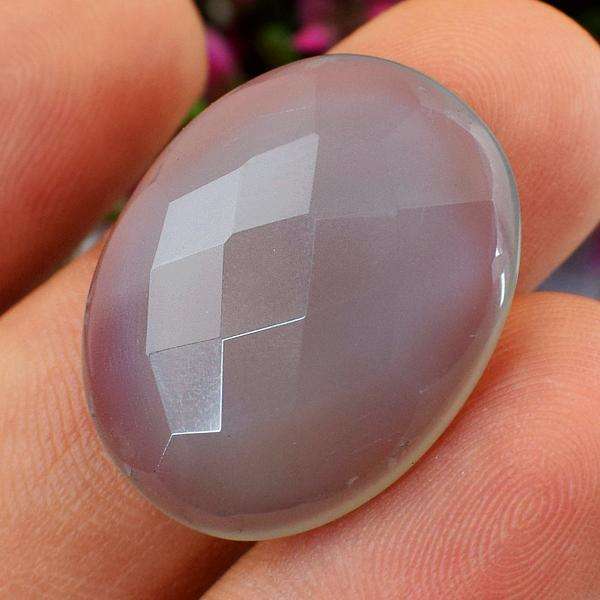 gemsmore:Natural Faceted Chalcedony Oval Shape Untreated Loose gemstone