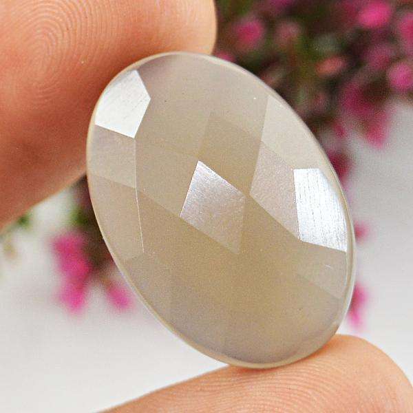 gemsmore:Natural Faceted Chalcedony Oval Shape Untreated Loose gemstone