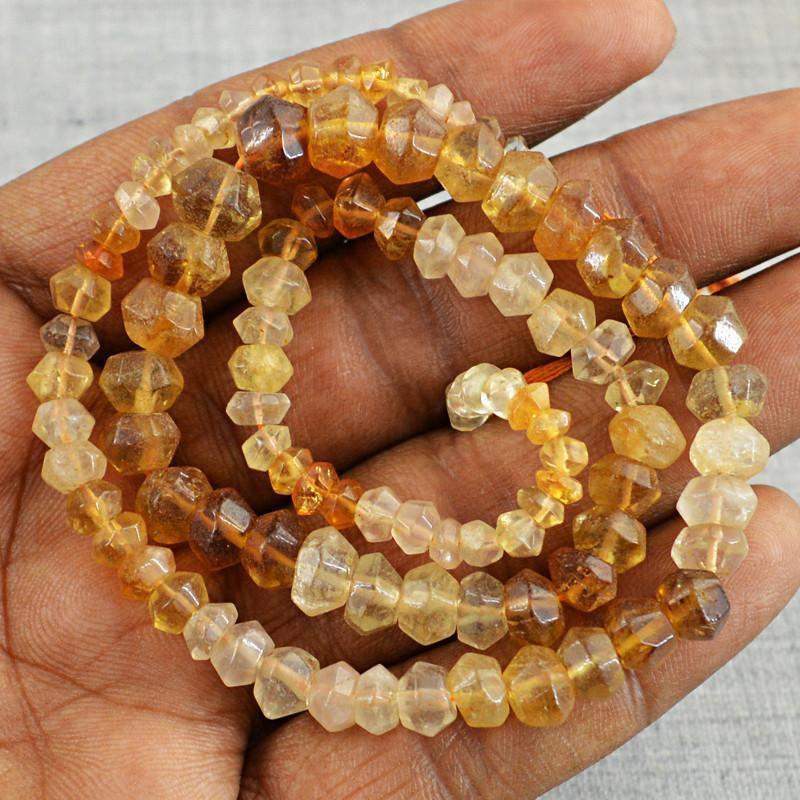 gemsmore:Natural Faceted Citrine Beads Strand