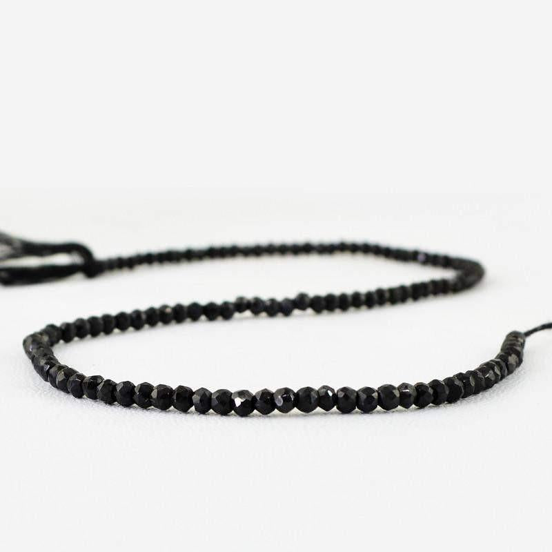 gemsmore:Natural Faceted Drilled Black Spinel Beads Strand
