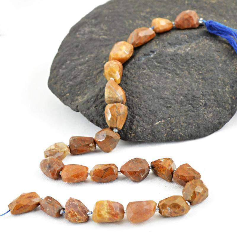 gemsmore:Natural Faceted Drilled Indian Opal Unheated Beads Strand
