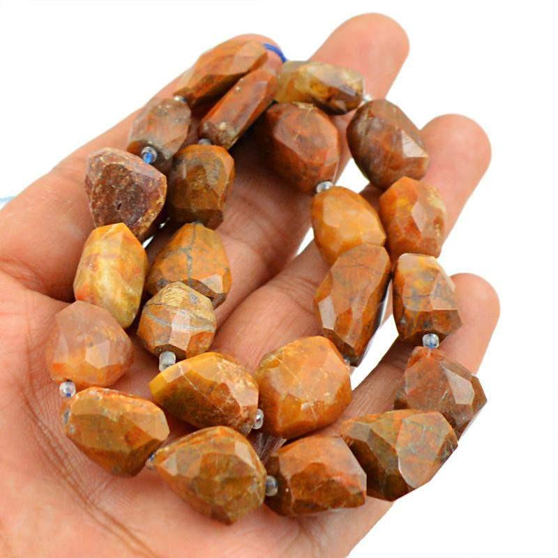 gemsmore:Natural Faceted Drilled Indian Opal Unheated Beads Strand