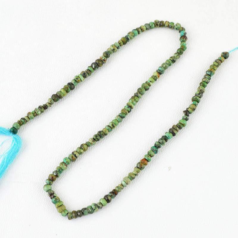 gemsmore:Natural Faceted Drilled Turquoise Round Beads Strand